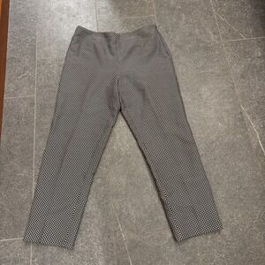 Talbots Women's Cropped Side Zip Pants Size 12 Black White Silk Cotton Blend